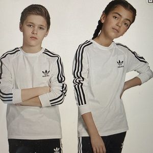 Boys Adidas Originals 3 Stripe Ling Sleeve Tee